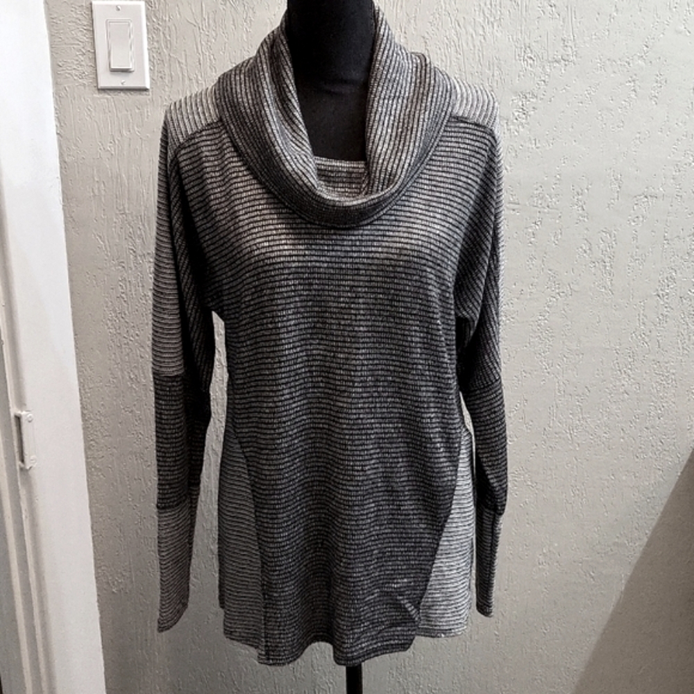 Sunday Lightweight & Flowy Cowlneck High Low Long Sleeve Top